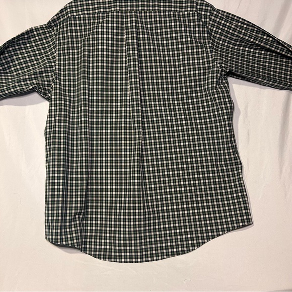 LL Bean L-Reg wrinkle resistant Classic Green Plaid Men's Shirt - Picture 5 of 6